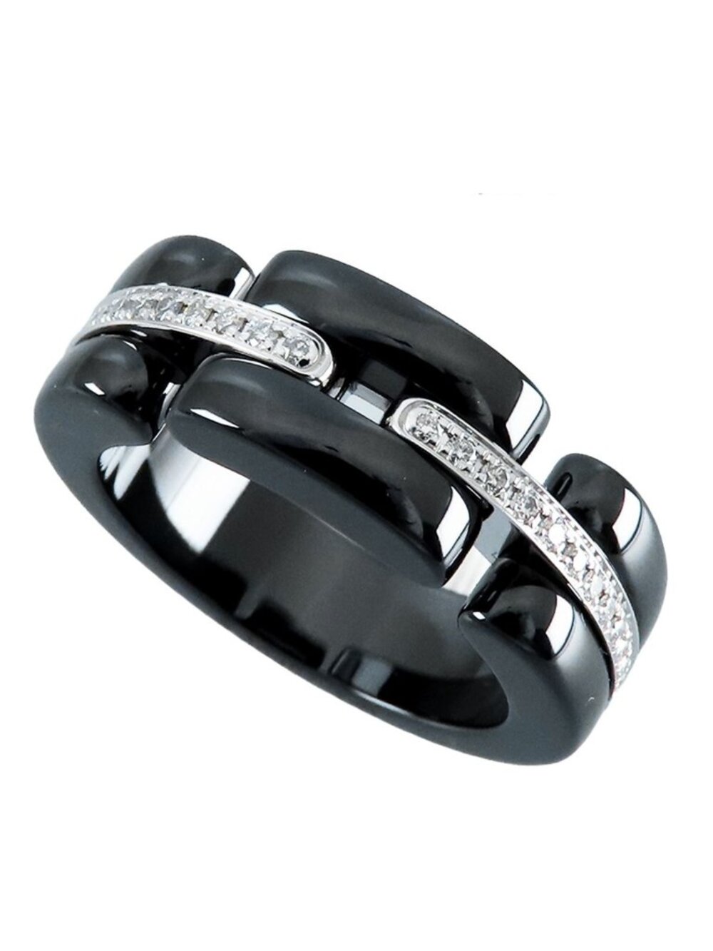 Chanel Ultra Ring White Gold Black 18K Diamond Ceramic